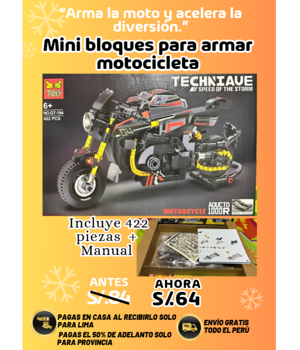 Mini bloques para armar motocicleta