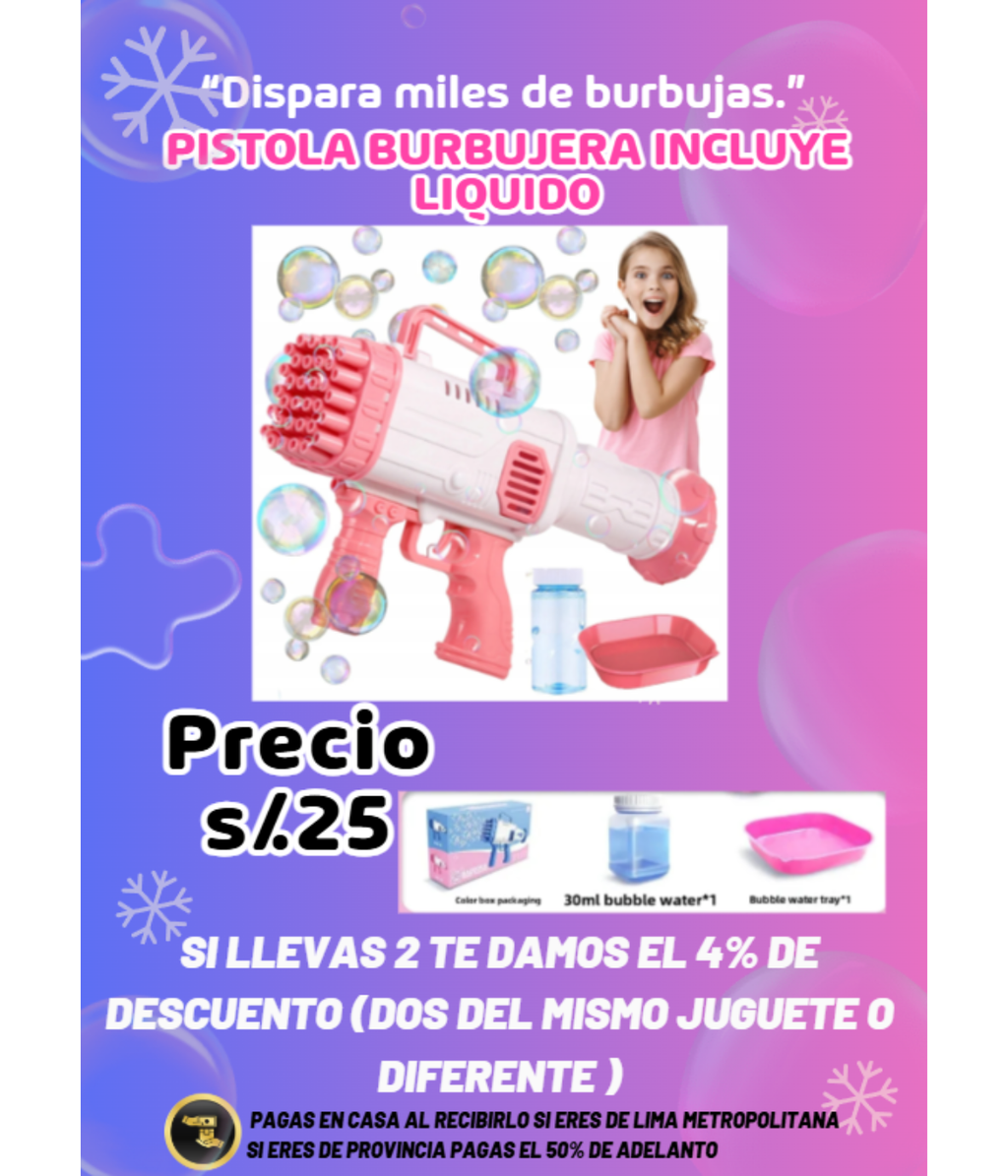 Pistola Burbujera incluye líquido