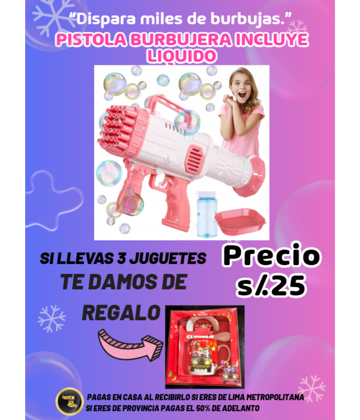 Pistola Burbujera incluye líquido