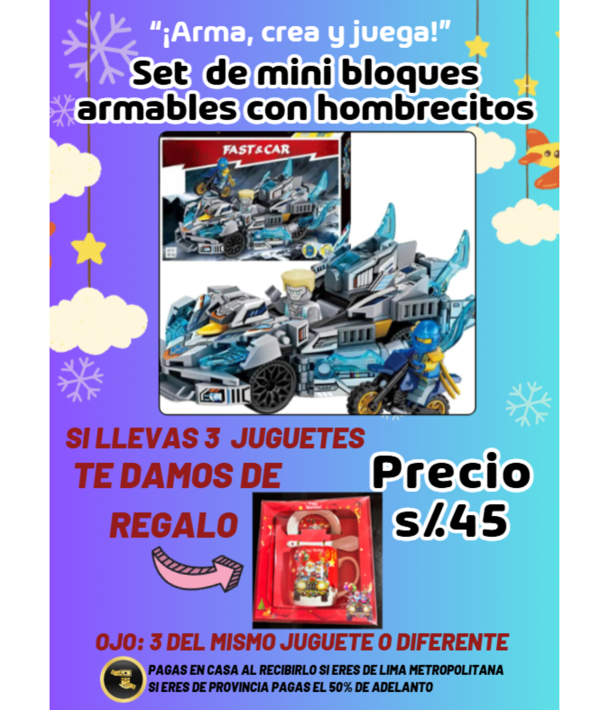 Set de mini bloques armables con hombrecito