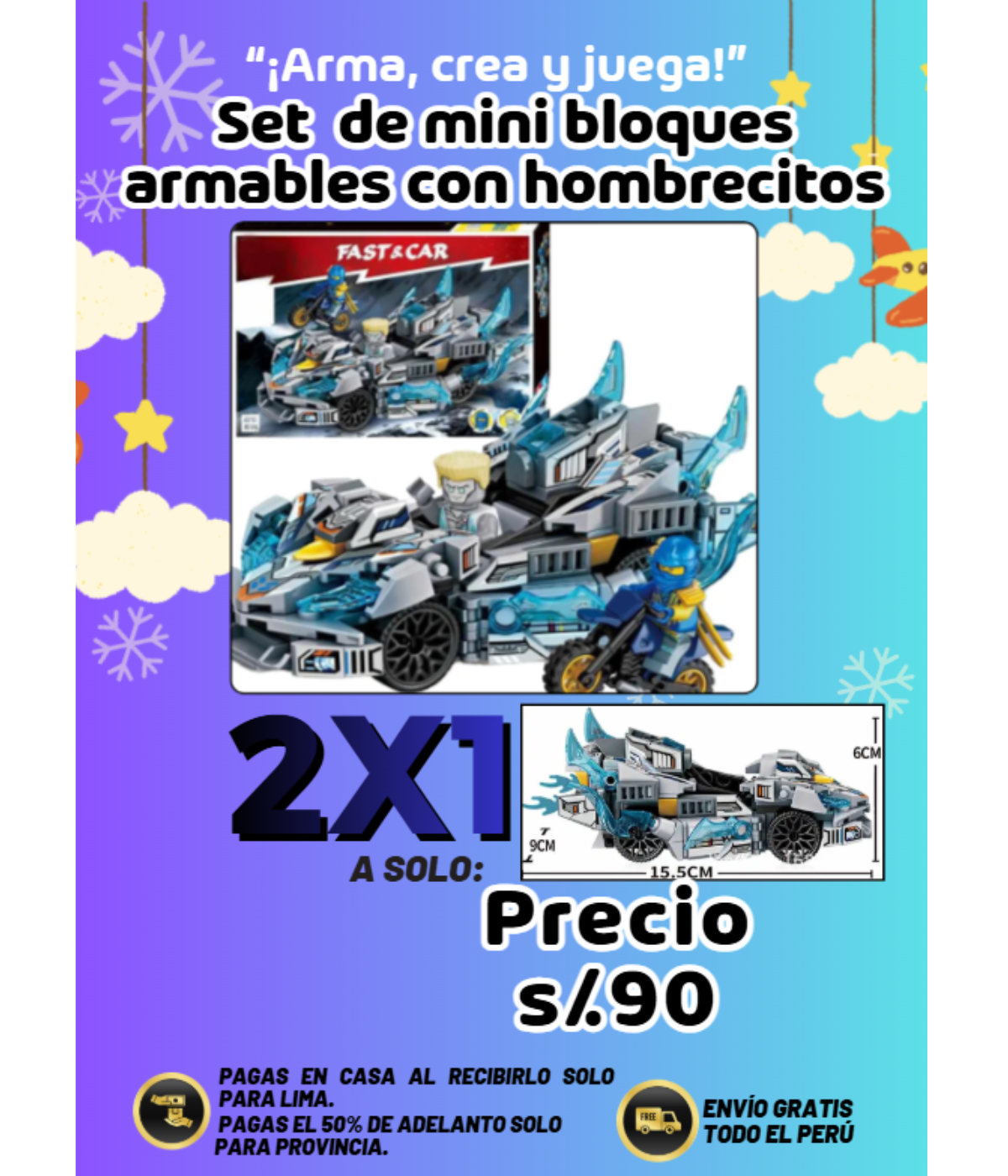 Set de mini bloques armables con hombrecito