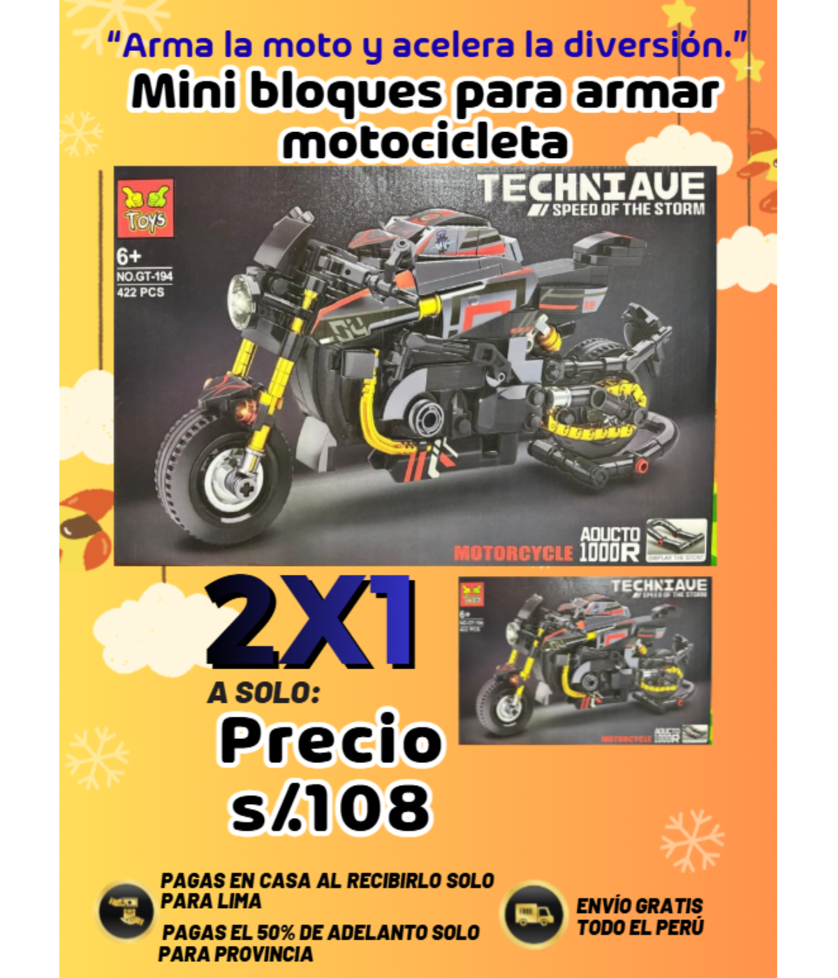 Mini bloques para armar motocicleta