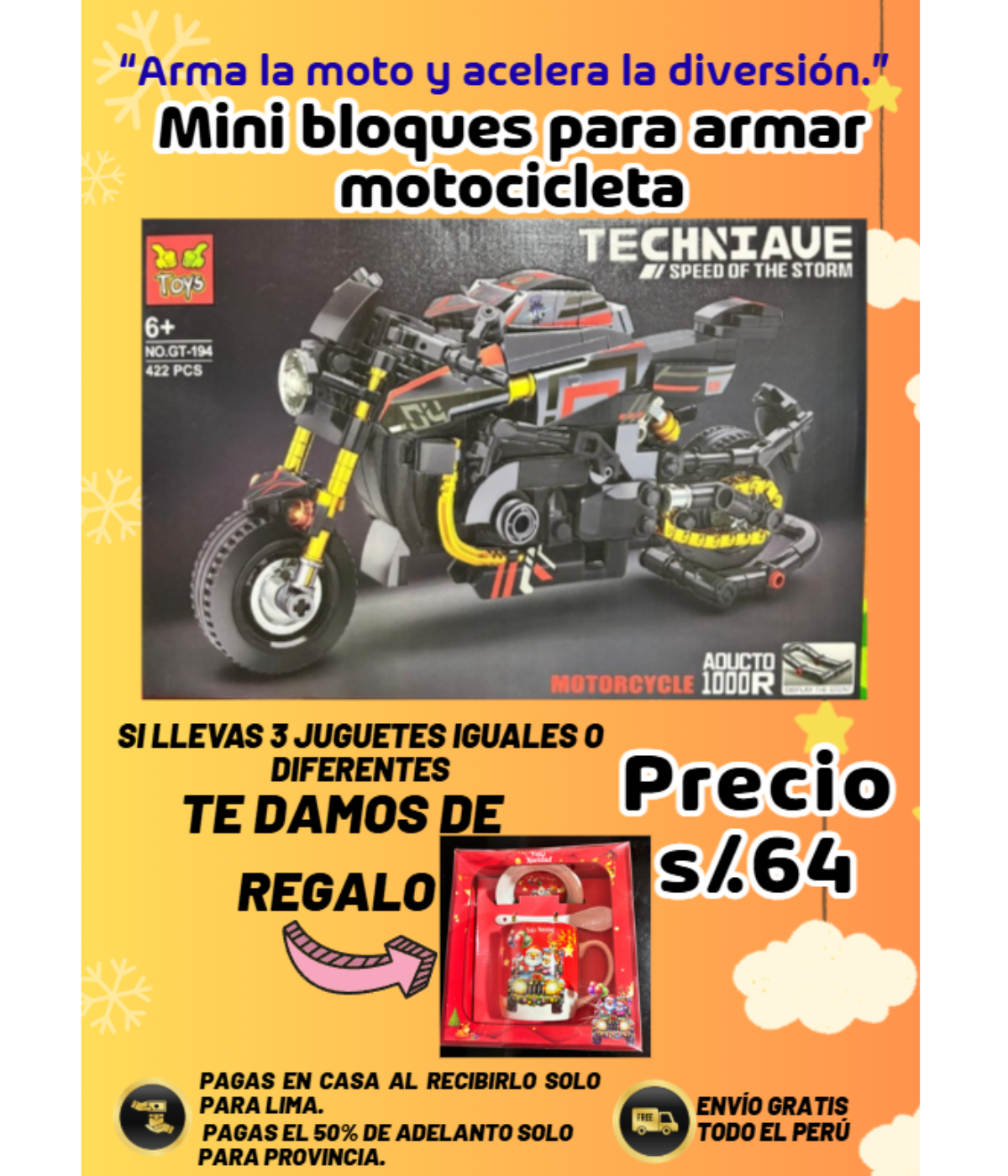 Mini bloques para armar motocicleta