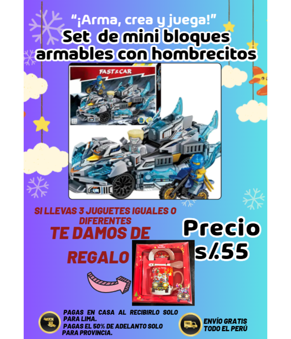 Set de mini bloques armables con hombrecito