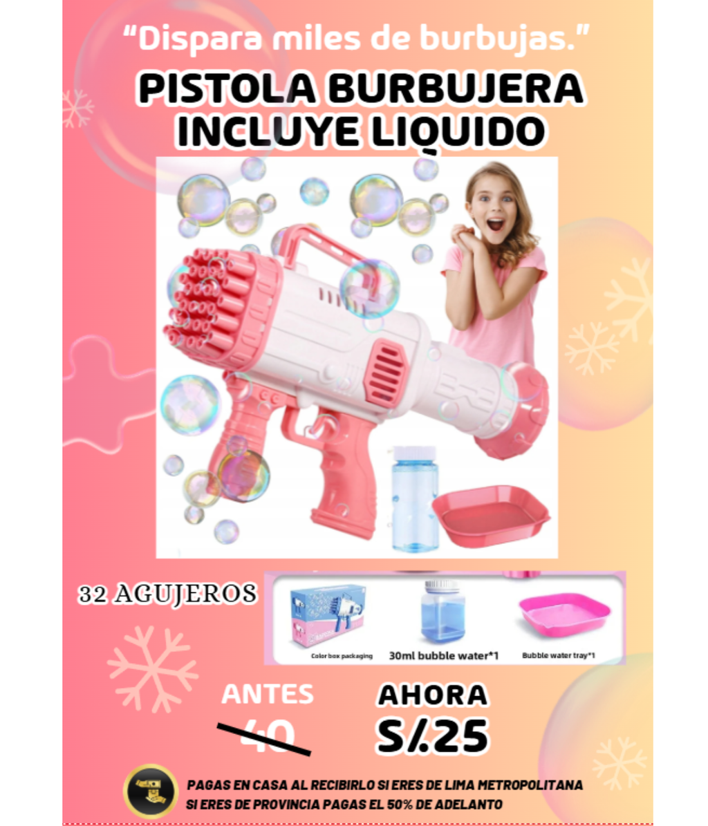 Pistola Burbujera incluye líquido