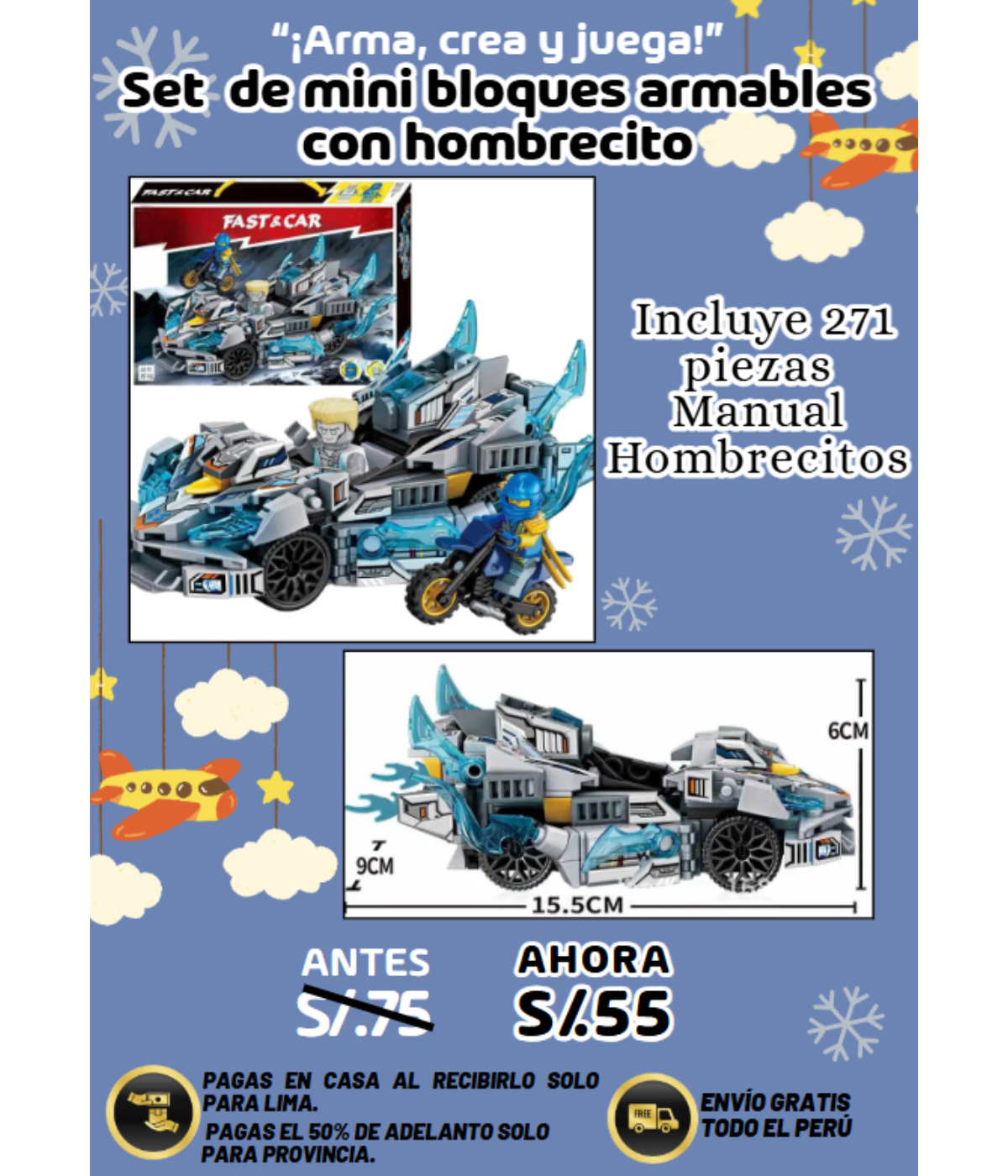 Set de mini bloques armables con hombrecito