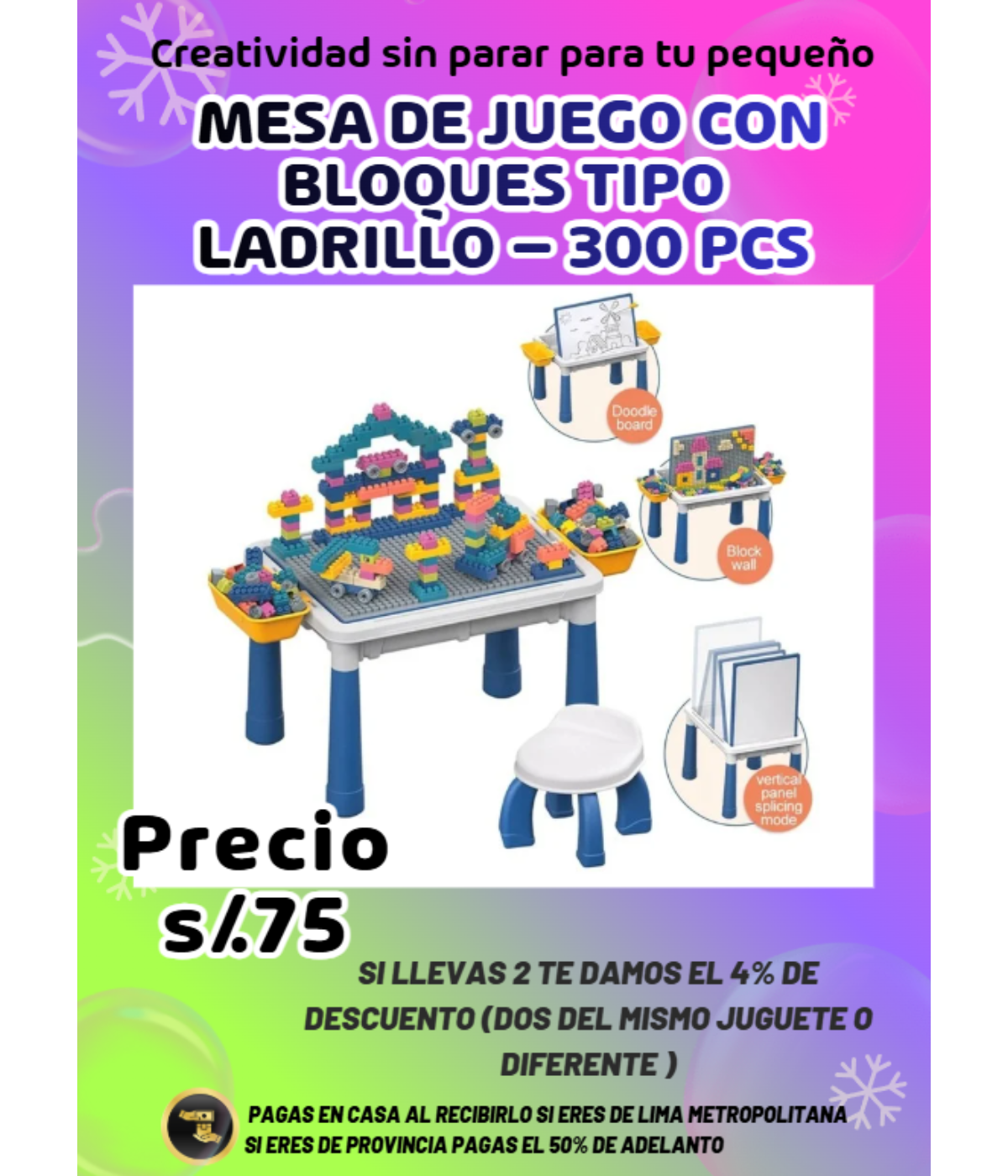 𝙈𝙀𝙎𝘼 𝘿𝙀 𝙅𝙐𝙀𝙂𝙊 𝘾𝙊𝙉 𝘽𝙇𝙊𝙌𝙐𝙀𝙎 𝙏𝙄𝙋𝙊 𝙇𝘼𝘿𝙍𝙄𝙇𝙇𝙊 – 300 𝙋𝘾𝙎 ✨