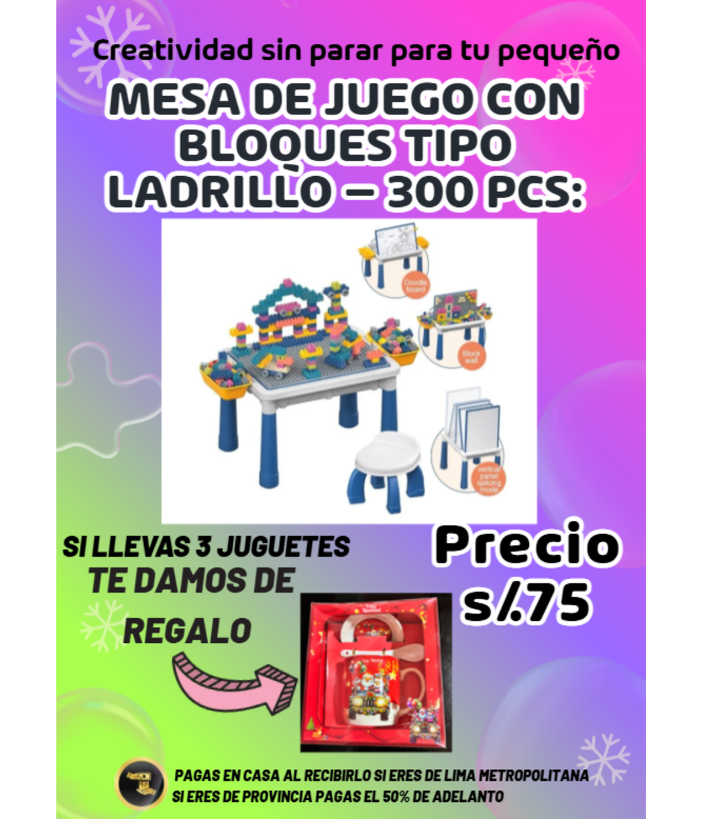 𝙈𝙀𝙎𝘼 𝘿𝙀 𝙅𝙐𝙀𝙂𝙊 𝘾𝙊𝙉 𝘽𝙇𝙊𝙌𝙐𝙀𝙎 𝙏𝙄𝙋𝙊 𝙇𝘼𝘿𝙍𝙄𝙇𝙇𝙊 – 300 𝙋𝘾𝙎 ✨