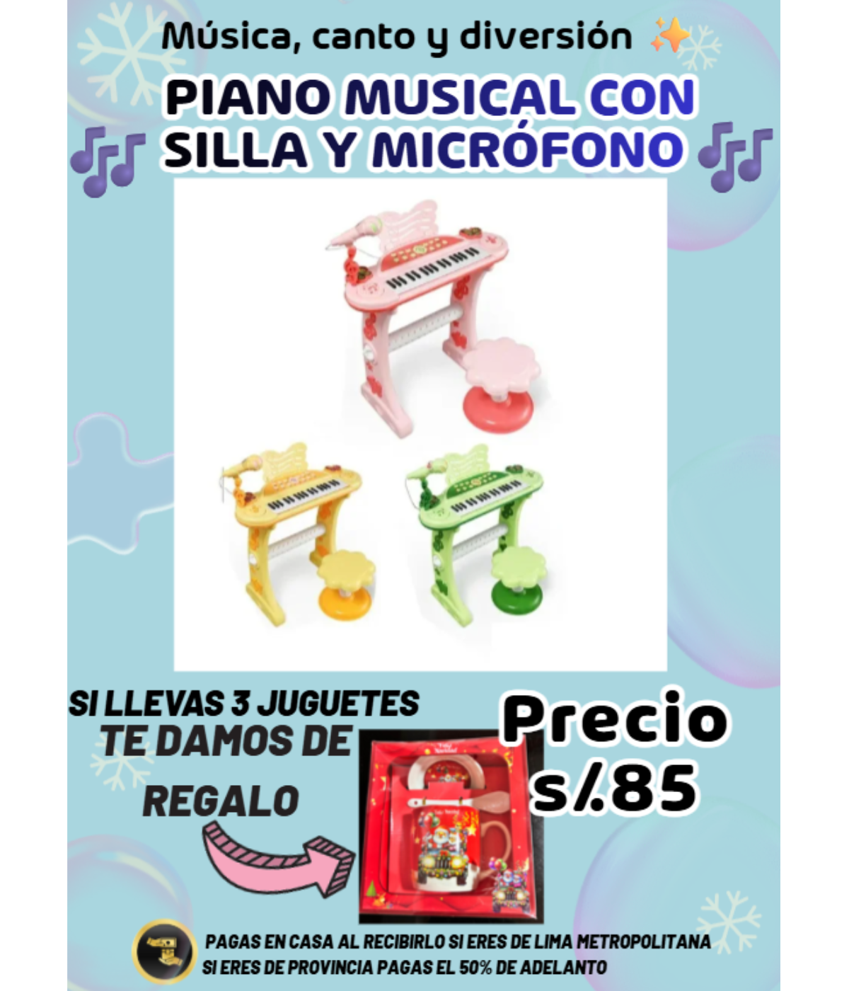 PIANO MUSICAL CON SILLA Y MICRÓFONO 🎶