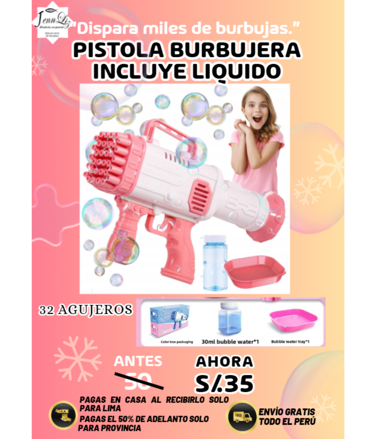 Pistola Burbujera incluye líquido