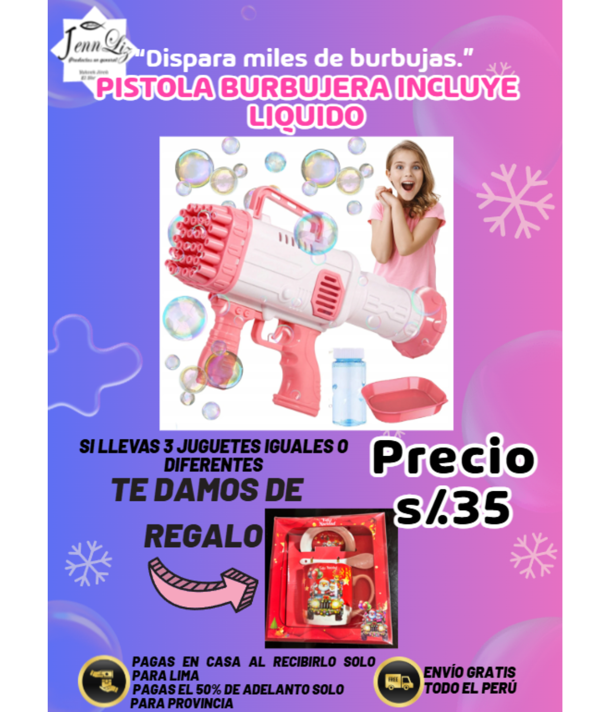 Pistola Burbujera incluye líquido